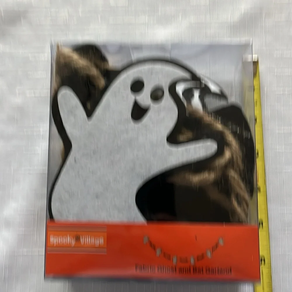 SPOOKY VILLAGE FABRIC GHOST and BAT GARLAND
